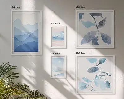Moderne schilderijen set natuurblauw minimalistisch design