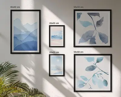 Moderne schilderijen set natuurblauw minimalistisch design