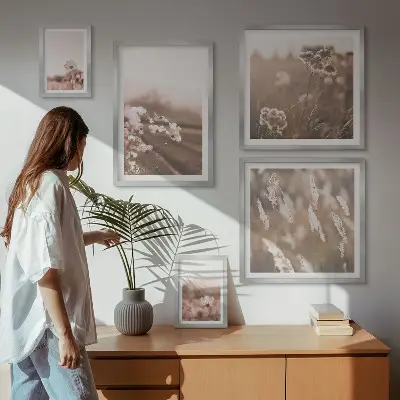Wanddecoratie compositie Bloemmotieven van delicate natuur