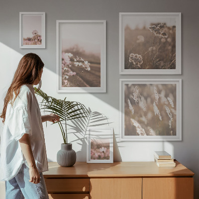 Wanddecoratie compositie Bloemmotieven van delicate natuur