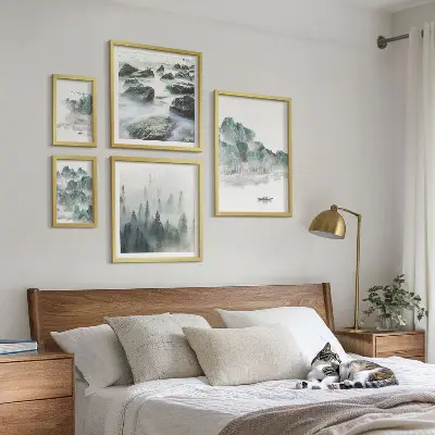 Wanddecoratie compositie Vredige landschappen met water