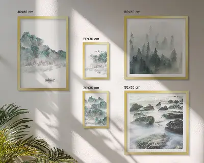Wanddecoratie compositie Vredige landschappen met water