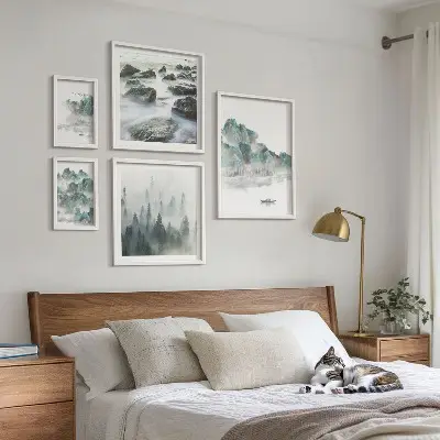 Wanddecoratie compositie Vredige landschappen met water