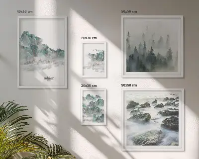 Wanddecoratie compositie Vredige landschappen met water
