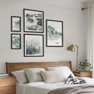 Wanddecoratie compositie Vredige landschappen met water
