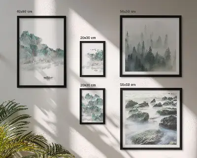 Wanddecoratie compositie Vredige landschappen met water