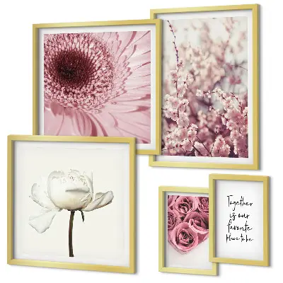 Moderne schilderijen set met romantische bloemaccenten