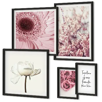 Moderne schilderijen set met romantische bloemaccenten