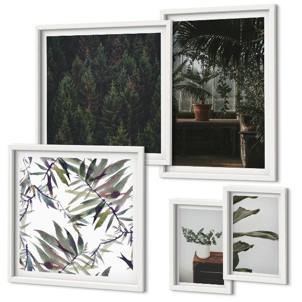 Wanddecoratie compositie Plantenmotieven in een groene oase