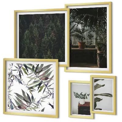 Wanddecoratie compositie met plantenmotieven in een groene oase