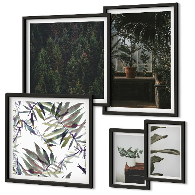 Wanddecoratie compositie Plantenmotieven in een groene oase