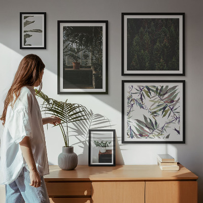 Wanddecoratie compositie Plantenmotieven in een groene oase