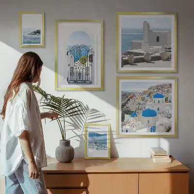 Moderne schilderijenset met uitzichten op het Middellandse Zeegebied in Griekenland