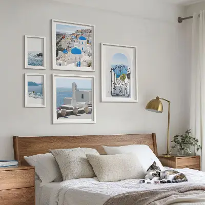 Moderne schilderijenset met uitzichten op het Middellandse Zeegebied in Griekenland