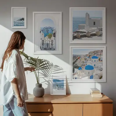 Moderne schilderijenset met uitzichten op het Middellandse Zeegebied in Griekenland