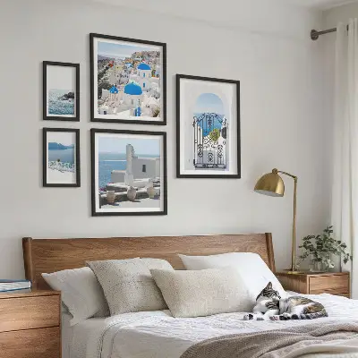 Moderne schilderijenset met uitzichten op het Middellandse Zeegebied in Griekenland