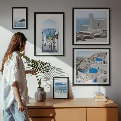 Moderne schilderijenset met uitzichten op het Middellandse Zeegebied in Griekenland