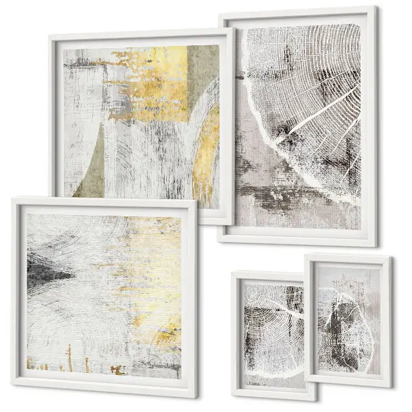 Set van moderne schilderijen met abstracte neutrale patronen