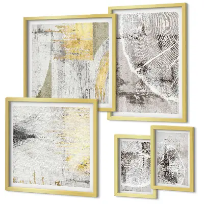 Set van moderne schilderijen met abstracte neutrale patronen