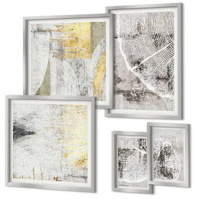 Set van moderne schilderijen met abstracte neutrale patronen