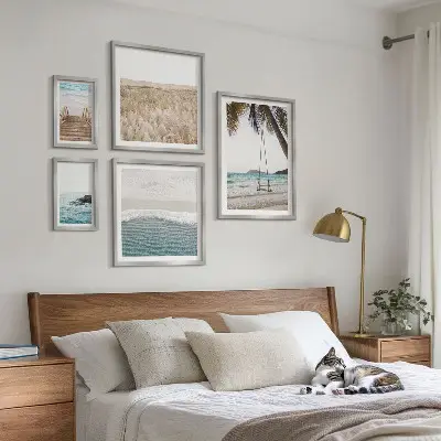 Moderne schilderijen set met een ontspannend uitzicht op zee