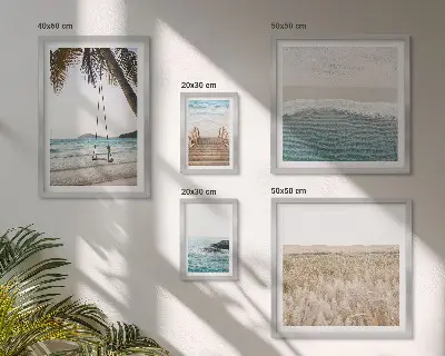 Moderne schilderijen set met een ontspannend uitzicht op zee