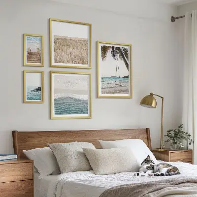 Moderne schilderijen set met een ontspannend uitzicht op zee