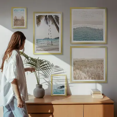 Moderne schilderijen set met een ontspannend uitzicht op zee