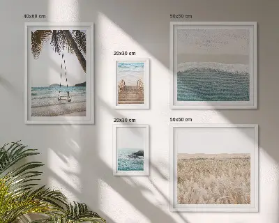 Moderne schilderijen set met een ontspannend uitzicht op zee