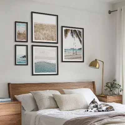 Moderne schilderijen set met een ontspannend uitzicht op zee