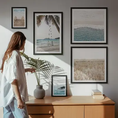 Moderne schilderijen set met een ontspannend uitzicht op zee