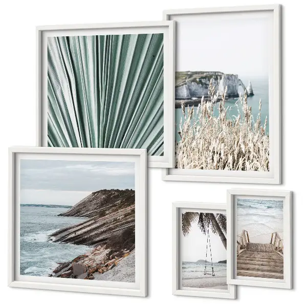 Gallery wall met stranden aan zee en tropische taferelen