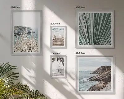 Gallery wall met stranden aan zee en tropische taferelen