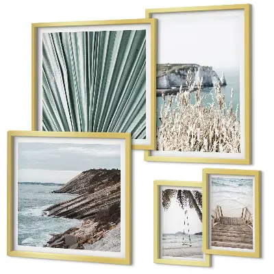 Gallery wall met stranden aan zee en tropische taferelen