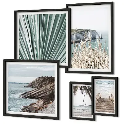 Gallery wall met stranden aan zee en tropische taferelen