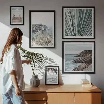 Gallery wall met stranden aan zee en tropische taferelen
