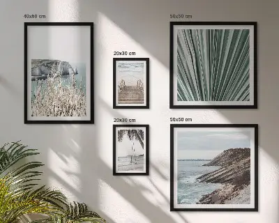Gallery wall met stranden aan zee en tropische taferelen