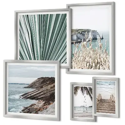 Gallery wall met stranden aan zee en tropische taferelen