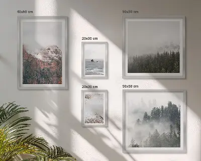 Wanddecoratie compositie met landschappen, bergen, bossen en wolken