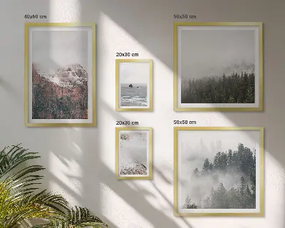 Wanddecoratie compositie met landschappen, bergen, bossen en wolken