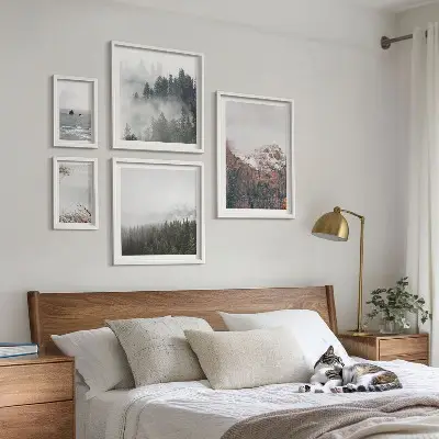Wanddecoratie compositie met landschappen, bergen, bossen en wolken