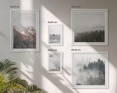Wanddecoratie compositie met landschappen, bergen, bossen en wolken