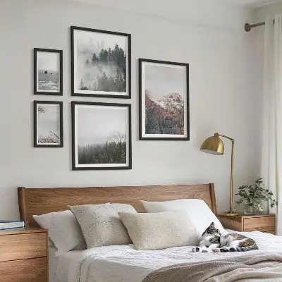 Wanddecoratie compositie met landschappen, bergen, bossen en wolken