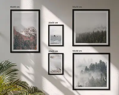 Wanddecoratie compositie met landschappen, bergen, bossen en wolken