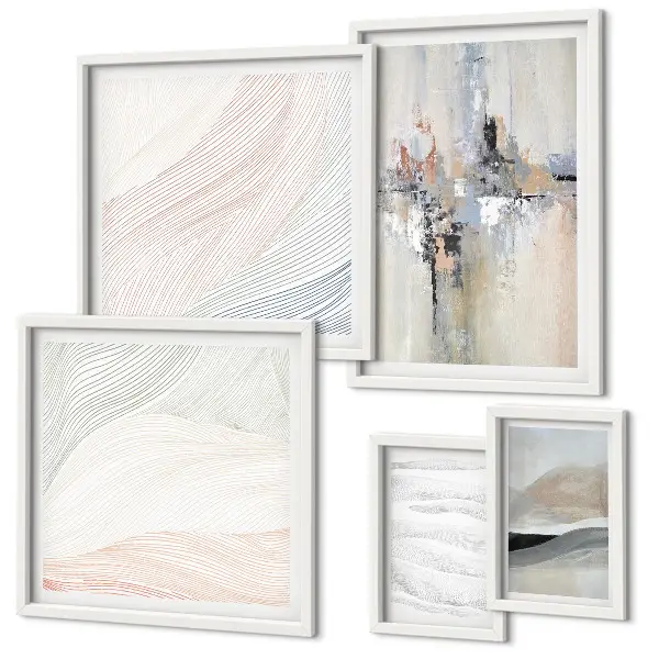 Wanddecoratie met abstracte compositie in diverse kleurtinten
