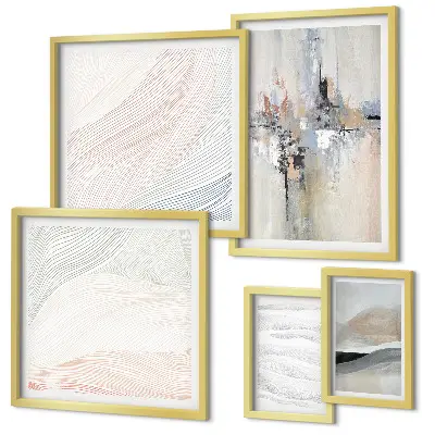 Wanddecoratie met abstracte compositie in diverse kleurtinten