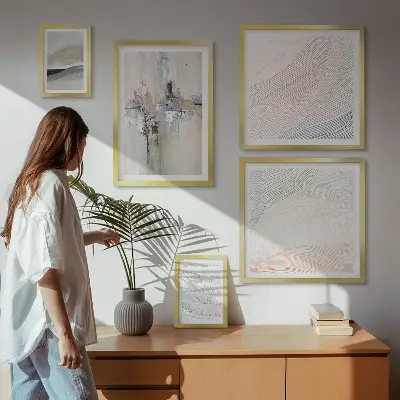 Wanddecoratie met abstracte compositie in diverse kleurtinten