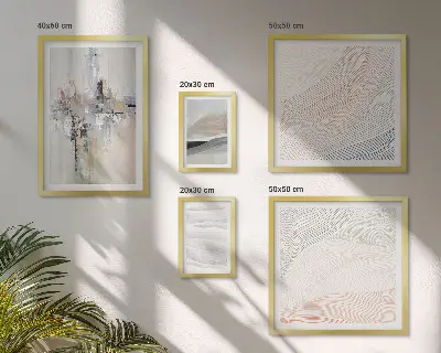 Wanddecoratie met abstracte compositie in diverse kleurtinten