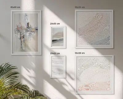Wanddecoratie met abstracte compositie in diverse kleurtinten