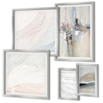 Wanddecoratie met abstracte compositie in diverse kleurtinten